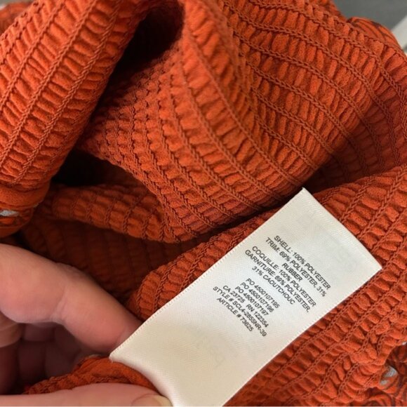 Aritzia Wilfred Lilith Blouse Cropped Smocked Floral Long sleeve Orange Size XS - Picture 14 of 16